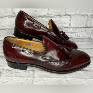 Bostonian Men's Stress Relief Burgundy Leather Tassel Wingtip Sz 9.5 EUC
